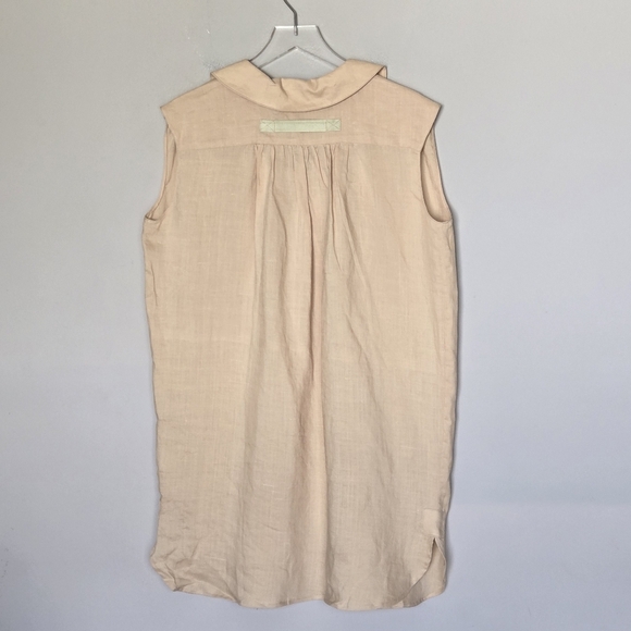 Anthropologie Irene's Story 100% Linen Sleeveless Boho Lagenlook Mini Dress L - Picture 2 of 8